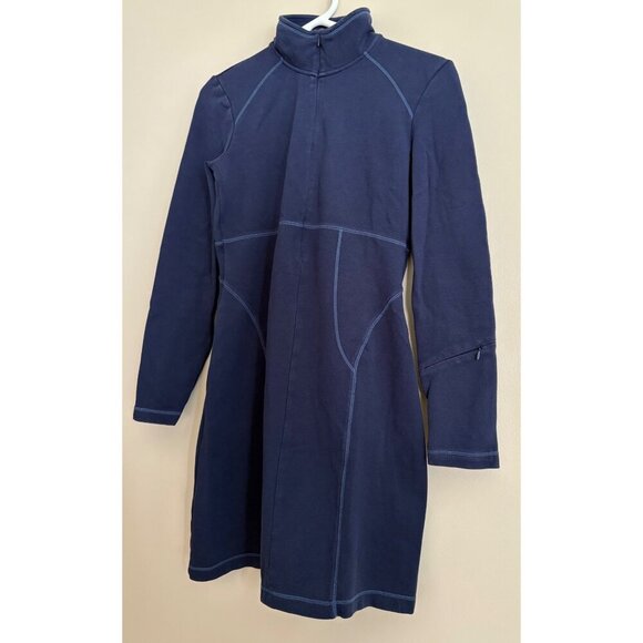Athleta Casual Long Sleeve Knee Length Activewear Cassidy Dress Blue Size Small - Picture 4 of 14